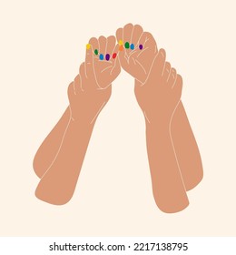 One hand restrains the other. Vector