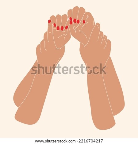 One hand restrains the other. Vector