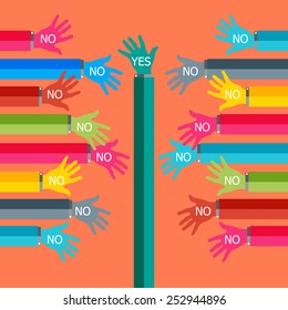 One hand say yes.
