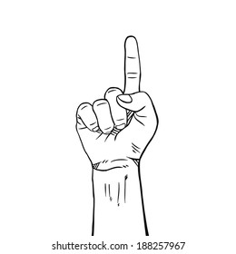 One Hand sign : Outline vector