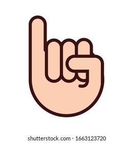 one hand signal line and fill style vector illustration design