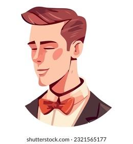 One handsome businessman smiling in a suit over white