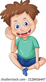 One happy boy sitting on the floor illustration