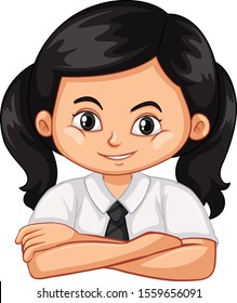One happy girl with big smile illustration