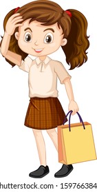 One Happy Girl Paper Bag Illustration