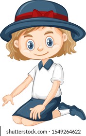 One happy girl sitting on the floor illustration