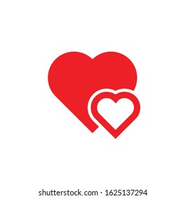 One heart in another. Vector picture. Set of vector icons. Great mutual love. Flat design.