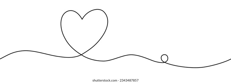 Un corazón con un contínuo dibujo de la línea de la mano del signo del amor. Diseño de vectores mínimo.