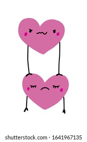 One heart holding another tyrant toxic relations illustration in cartoon comic style poster print card