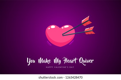 one heart with two arrows. Valentine's pun illustration