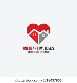 Logotipo de One Heart Two Homes Plantilla