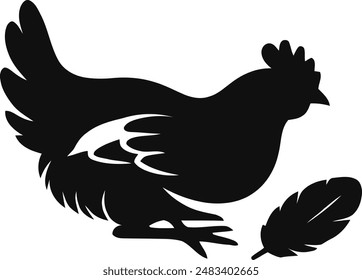 One Hen Silhouette Vector Illustration