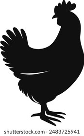 One Hen Vector Silhouette Illustration