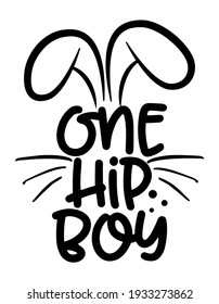 One Hip Boy - Lettering poster with text for self quarantine Easter. Cute hand drawn rabbit for easter egg hunt. 2021 Easter cancelled.