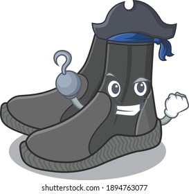 one hook hands Pirate character dive booties cartoon design