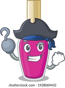 one hook hands Pirate character pink nail polish cartoon design. Vector illustration