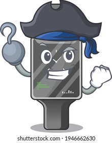 un gancho manos Pirata personaje reloj inteligente diseño de caricatura. Ilustración del vector