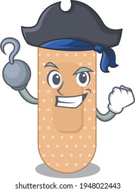 one hook hands Pirate character standard bandage cartoon design. Vector illustration