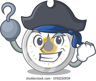 one hook hands Pirate character old kitchen timer cartoon design. Vector illustration