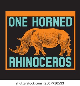 One Horned Rhinoceros Retro t Shirt Design