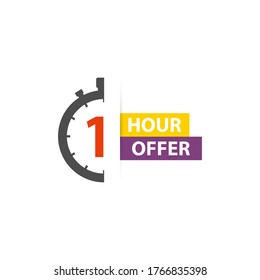 One hour offer icon sale stopwatch timer