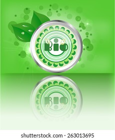 One, huge, green label on bright background