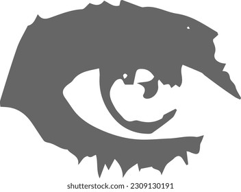 One human eye gray, abstract. Vector illustration on white background, isolated