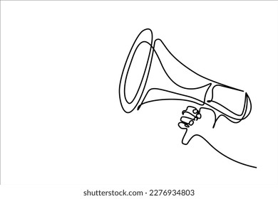 one human hand is holding a megaphone ads business line art