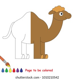 One hump camel, the coloring book to educate preschool kids with easy gaming level, the kid educational game to color the colorless half by sample.