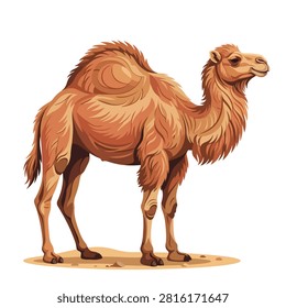 One humped camel illustration on sandy ground
