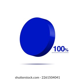 one hundred 100 percent 3d Isometric pie chart diagram for business presentation. Vector infographics illustration eps.