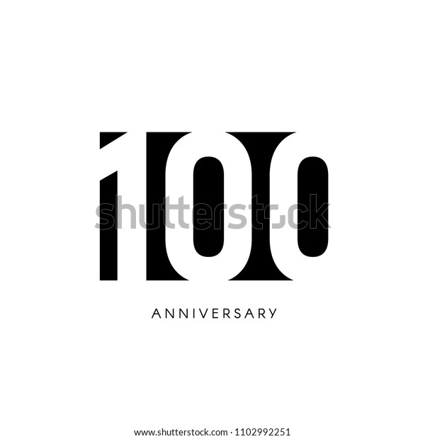 100周年記念 ミニマリズムのロゴ 100年7月100日グリーティングカード 誕生日の招待 100年記号 白い背景に黒い負のスペースベクターイラスト のベクター画像素材 ロイヤリティフリー