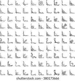 One hundred corner set isolated on white