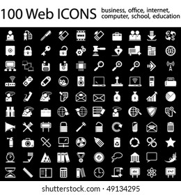  One hundred different highly detailed vector Icons for Web Applications. Business, Office, Internet, School and Education.