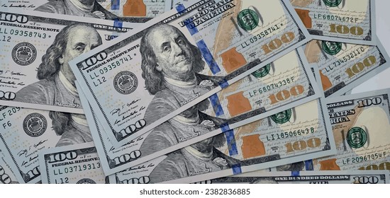 One hundred dollars vector. Money dollars vector. One hundred dollar bills close up. Lots of money background. Currency exchange. American currency. Dollar exchange rate.