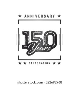 One Hundred and Fifty years anniversary celebration logotype. 150th year anniversary logo collection. Anniversary label. Anniversary logo template. Anniversary sign. Vector Illustration