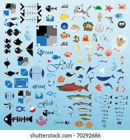 One hundred fish icon - Part 1 (Vector)