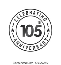 One Hundred and Five anniversary celebration logotype. 105th  anniversary logo collection. Anniversary label. Anniversary logo template. Anniversary sign. Vector Illustration