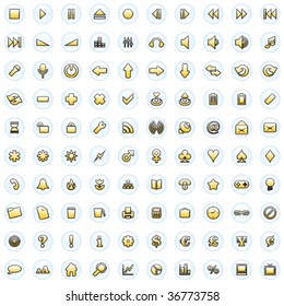 one hundred fully editable glossy vector web icons with details ready to use