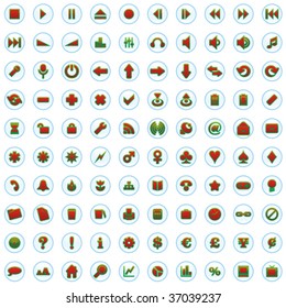 one hundred fully editable glossy vector web icons with Christmas colors