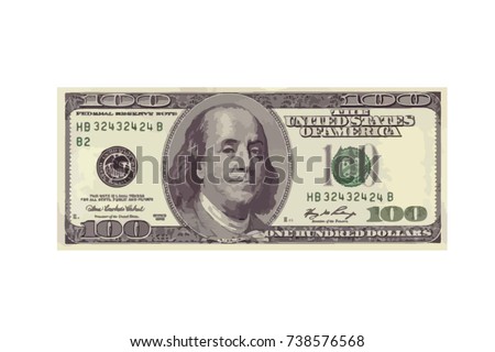 one hundred highly detailed dollar banknote. Vector Illustration