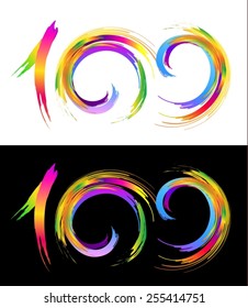 One Hundred Illustration Logo. One Hundred Graphic Elements Design
