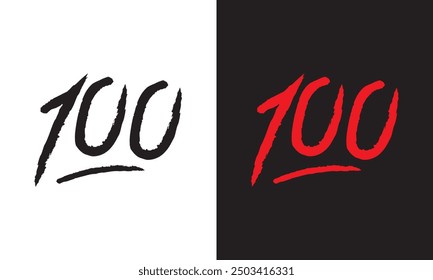 One hundred logo icon design, 100 points illustration, perfect exam score - Vector. brush strokes 100 logo.