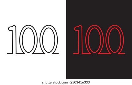 One hundred logo icon design, 100 points illustration, perfect exam score - Vector. brush strokes 100 logo.