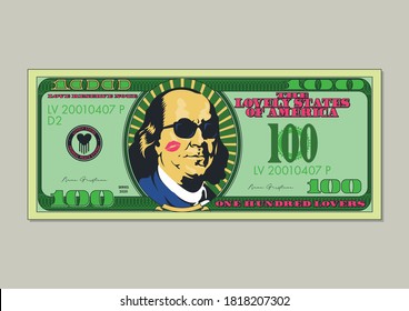 One Hundred Lovers  Bill, Psychedelic Art Style Banknote