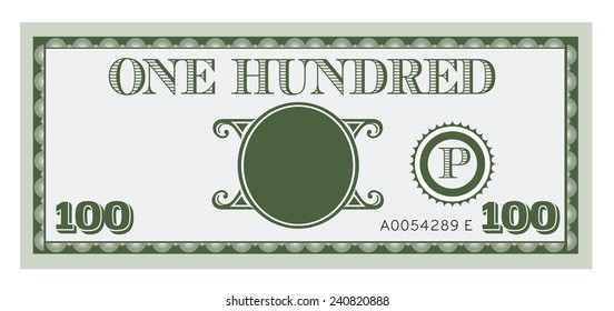 One hundred money bill image. With space to add your text, information and image.