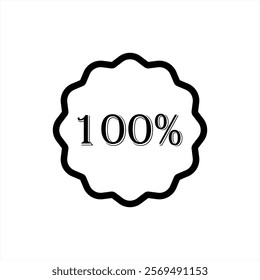 one hundred percent, 100% tag, badge, sticker, label vector icon in line style design for website or app. Vector illustration