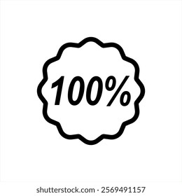 one hundred percent, 100% tag, badge, sticker, label vector icon in line style design for website or app. Vector illustration