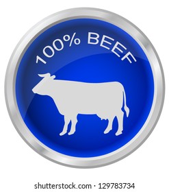 One hundred percent beef button isolated on white background