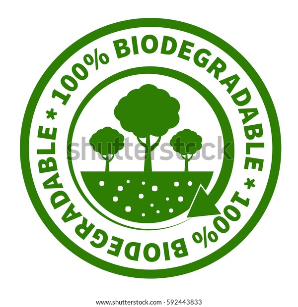 One hundred percent\
biodegradable label.